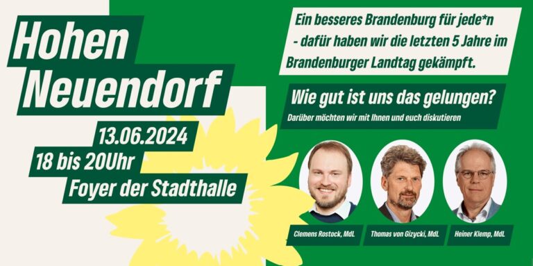 „Fünf Jahre Bündnisgrün in der Brandenburger Regierung – wir ziehen Bilanz mit euch in Oberhavel“